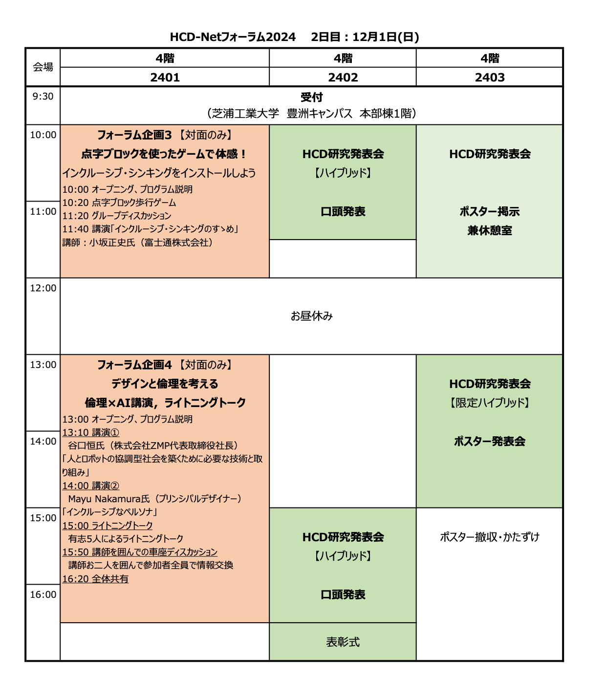 タイムスケジュール2日目